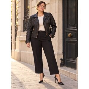 Cato Black Faux Leather Moto Jacket Gold Hardware XL
